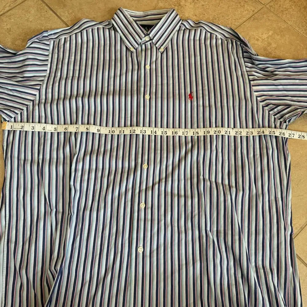 Ralph Lauren Blake Button Down Shirt Mens Size Large Cotton Blue Striped - Picture 9 of 10